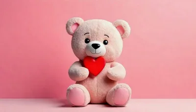 Cute Teddy Bear Holding A Red Heart