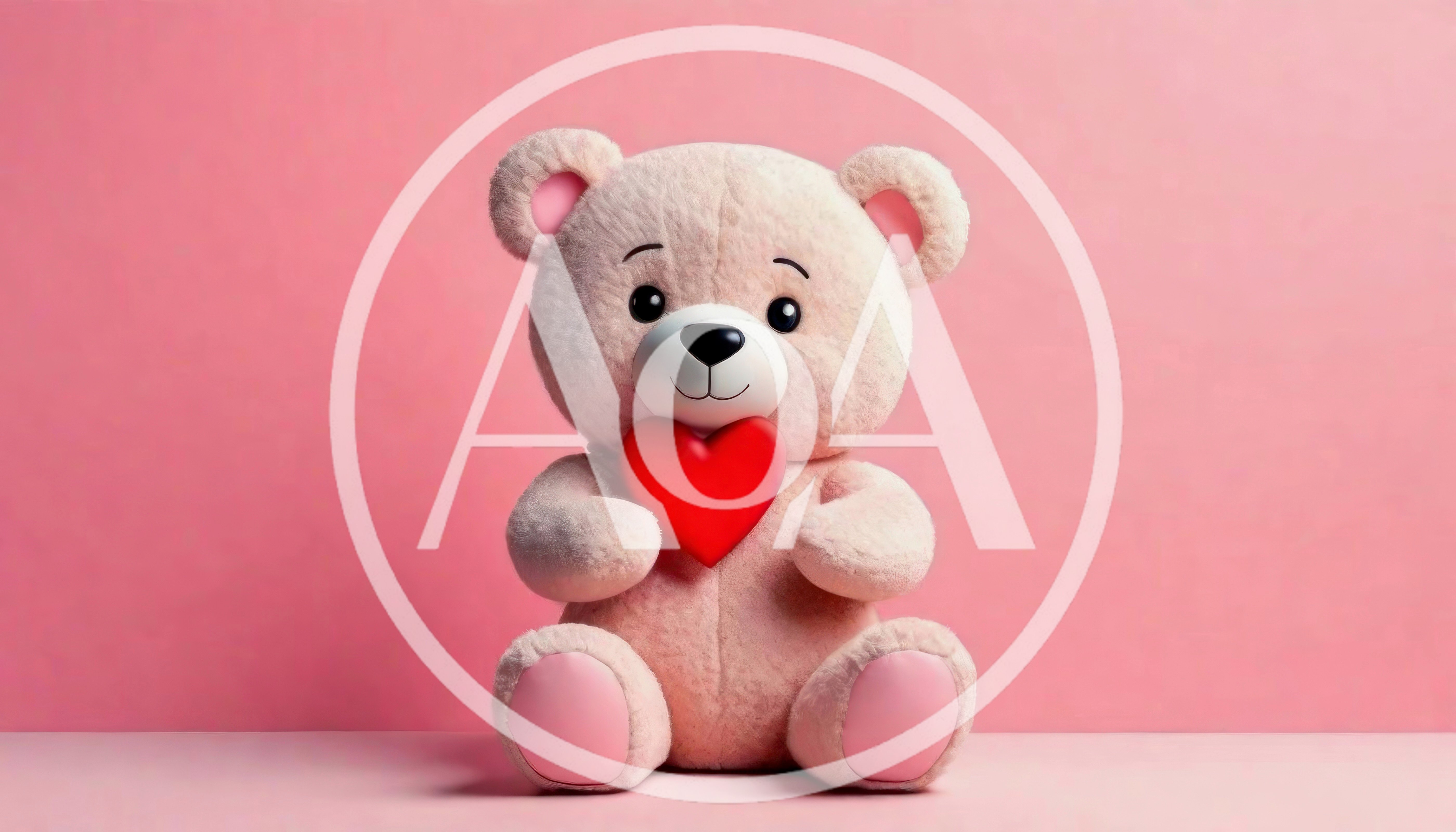 Cute Teddy Bear Holding A Red Heart