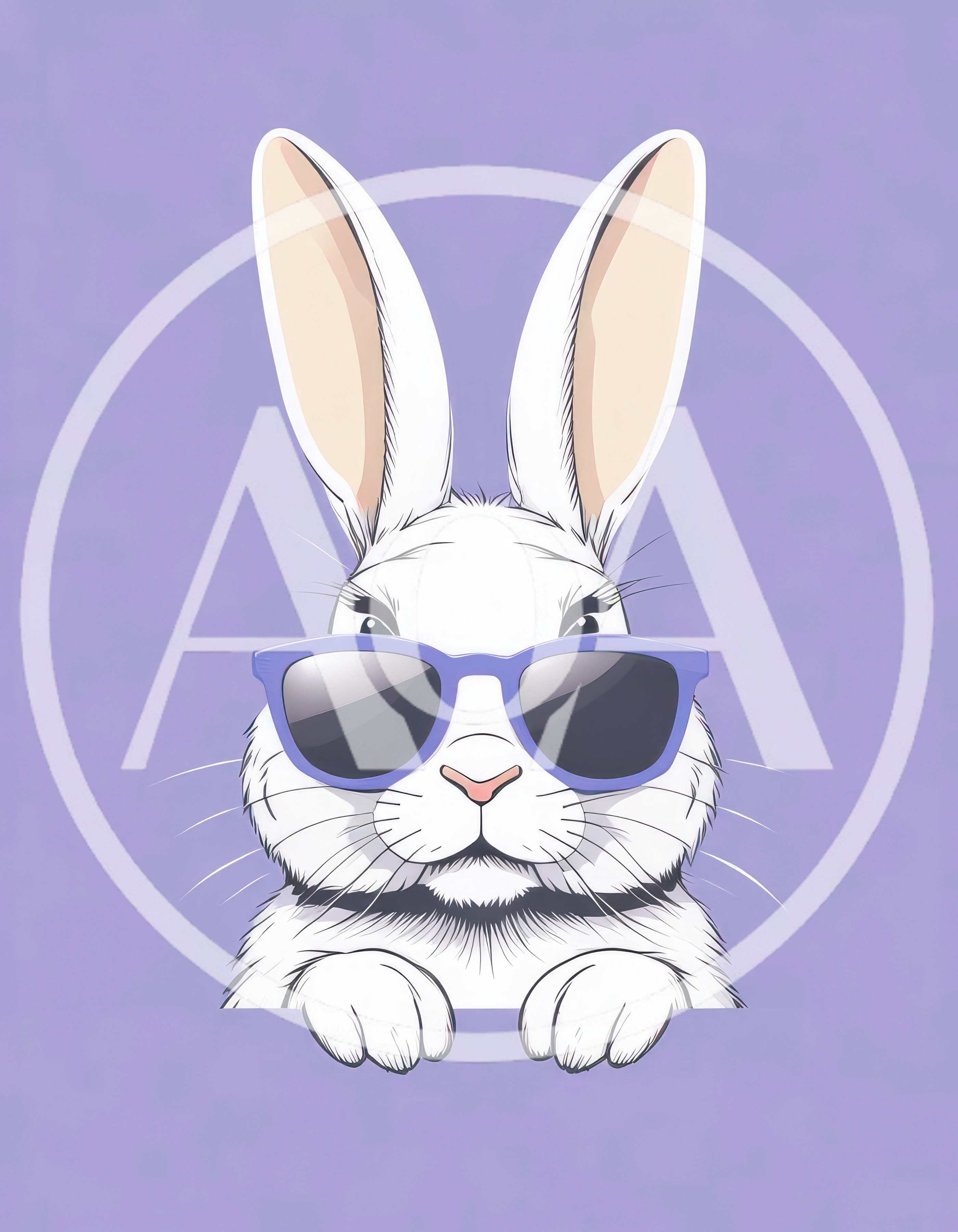 Cool White Rabbit Wearing Purple Sunglasses
