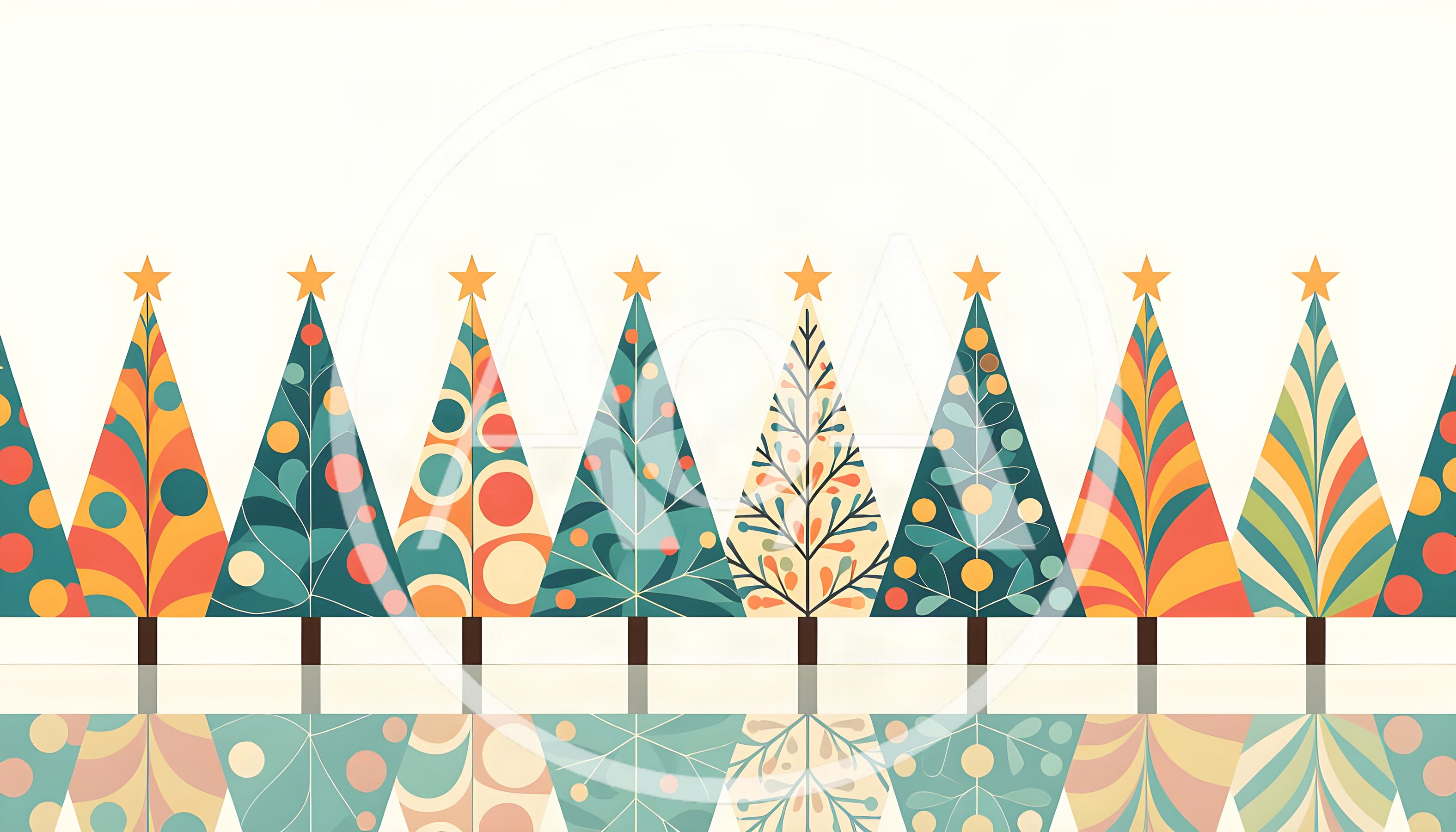 Stylized Christmas Tree Pattern With Reflective Surface