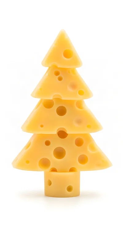 Christmas Tree Made Of Swiss Cheese Slices