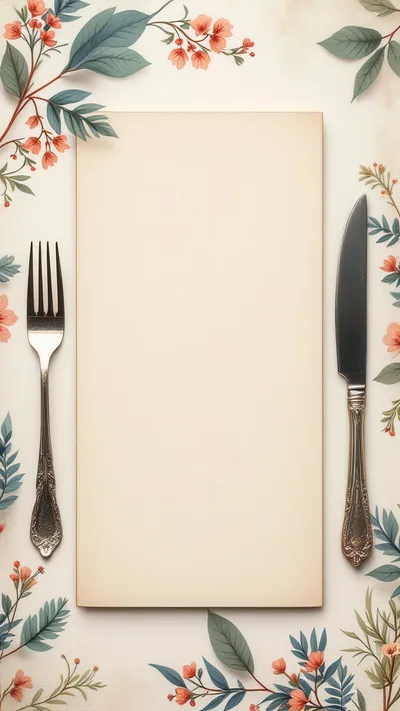Blank Menu Card With Fork And Knife