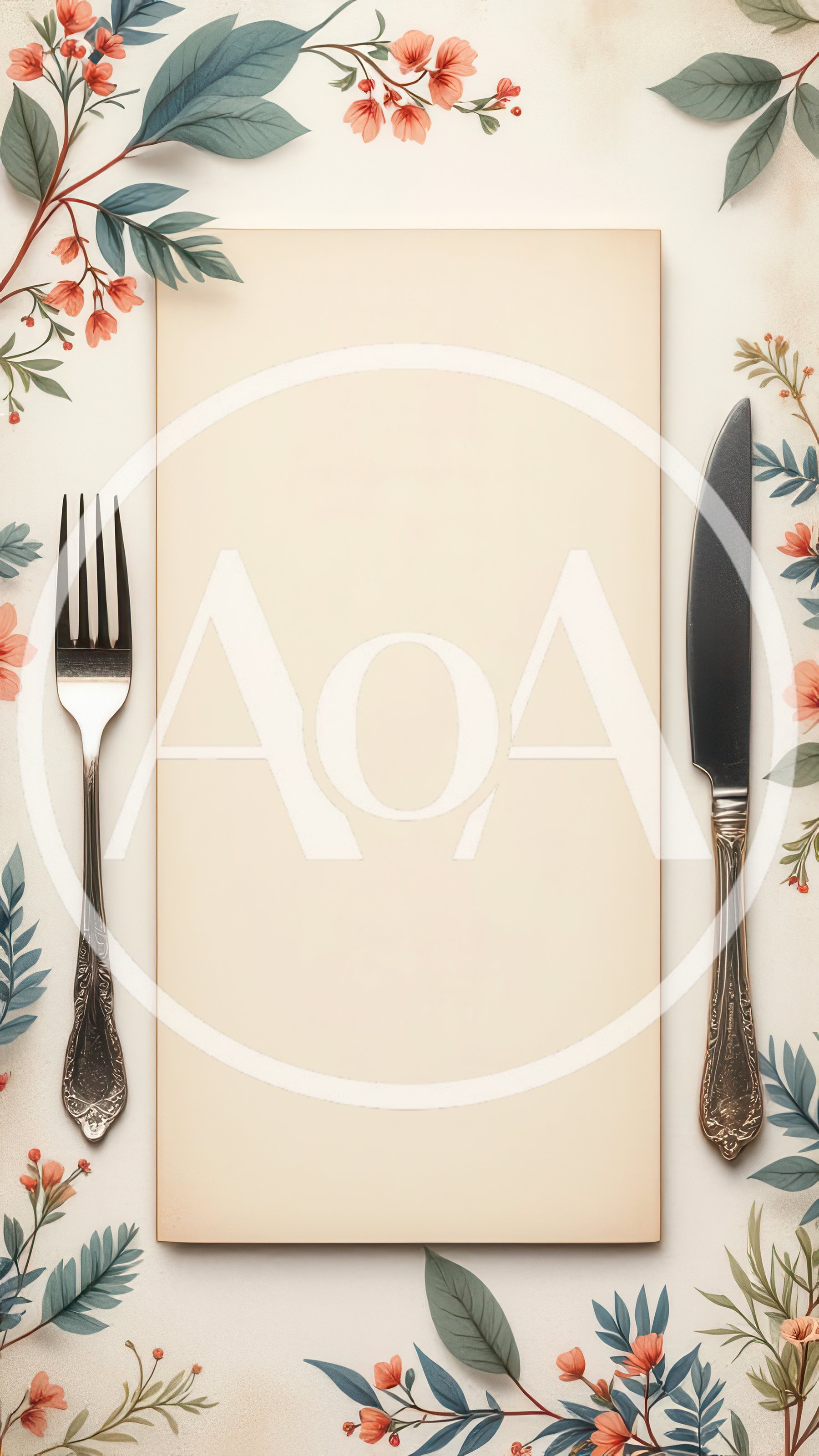 Blank Menu Card With Fork And Knife
