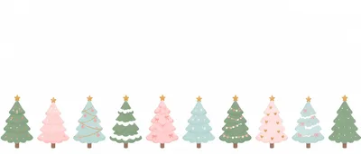 Row Of Decorative Pastel Christmas Trees