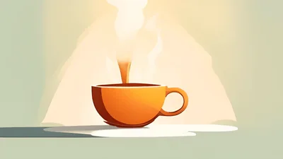 Steaming Orange Coffee Cup On A Minimalist Background