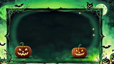 Animated Halloween Frame With Glowing Pumpkins And Bats