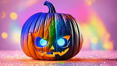 Rainbow Glowing Jack O Lantern Pumpkin With Shifting Colors