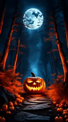 Glowing Jack O Lantern Disappearing In Spooky Forest