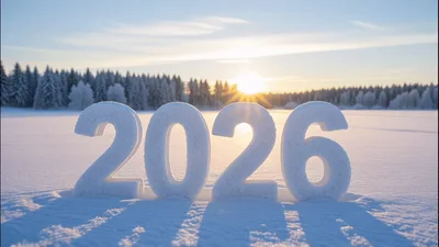 Snowy 2026 Text Standing In A Winter Landscape