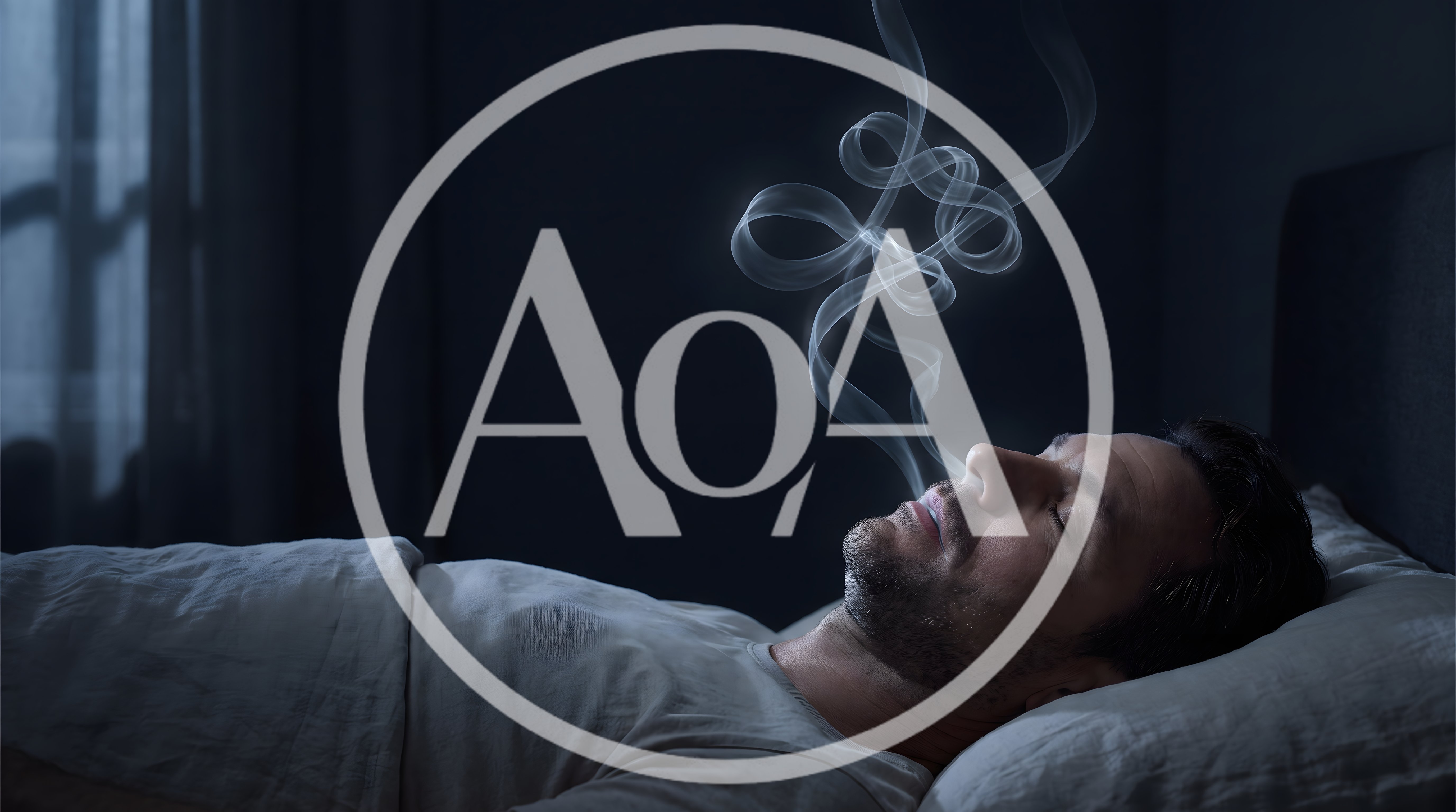 Man Sleeping With Surreal Smoke Exhaling From Mouth