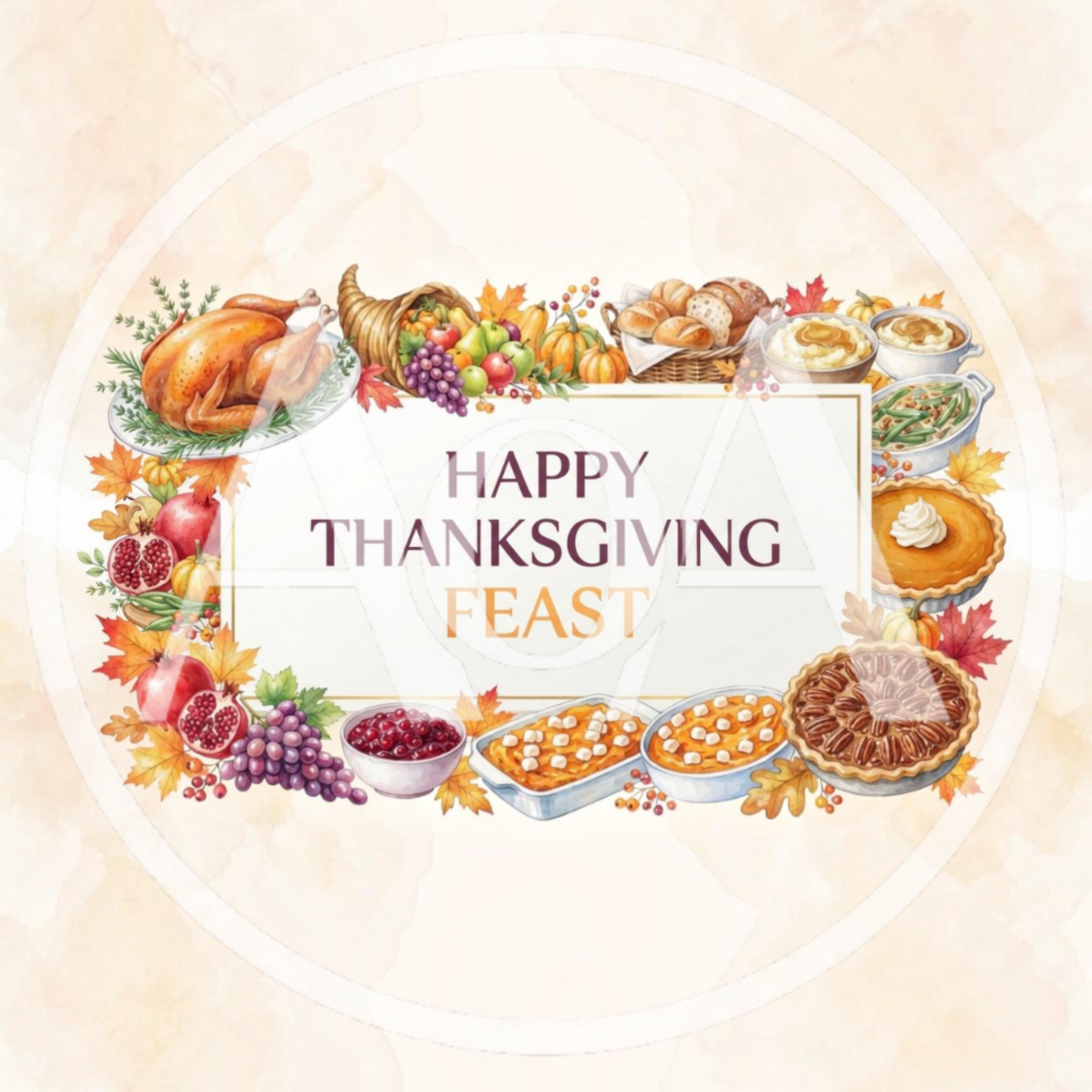 Thanksgiving Feast Illustration With Traditional Holiday Food