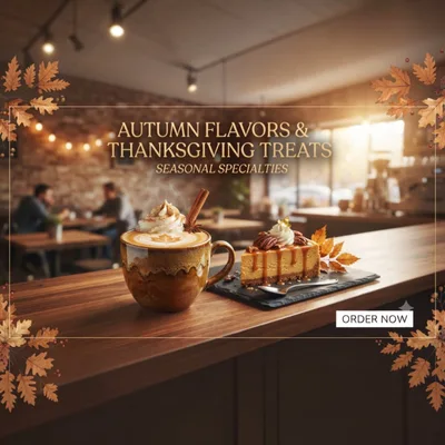 Autumn Coffee and Pumpkin Cheesecake Seasonal Promotion