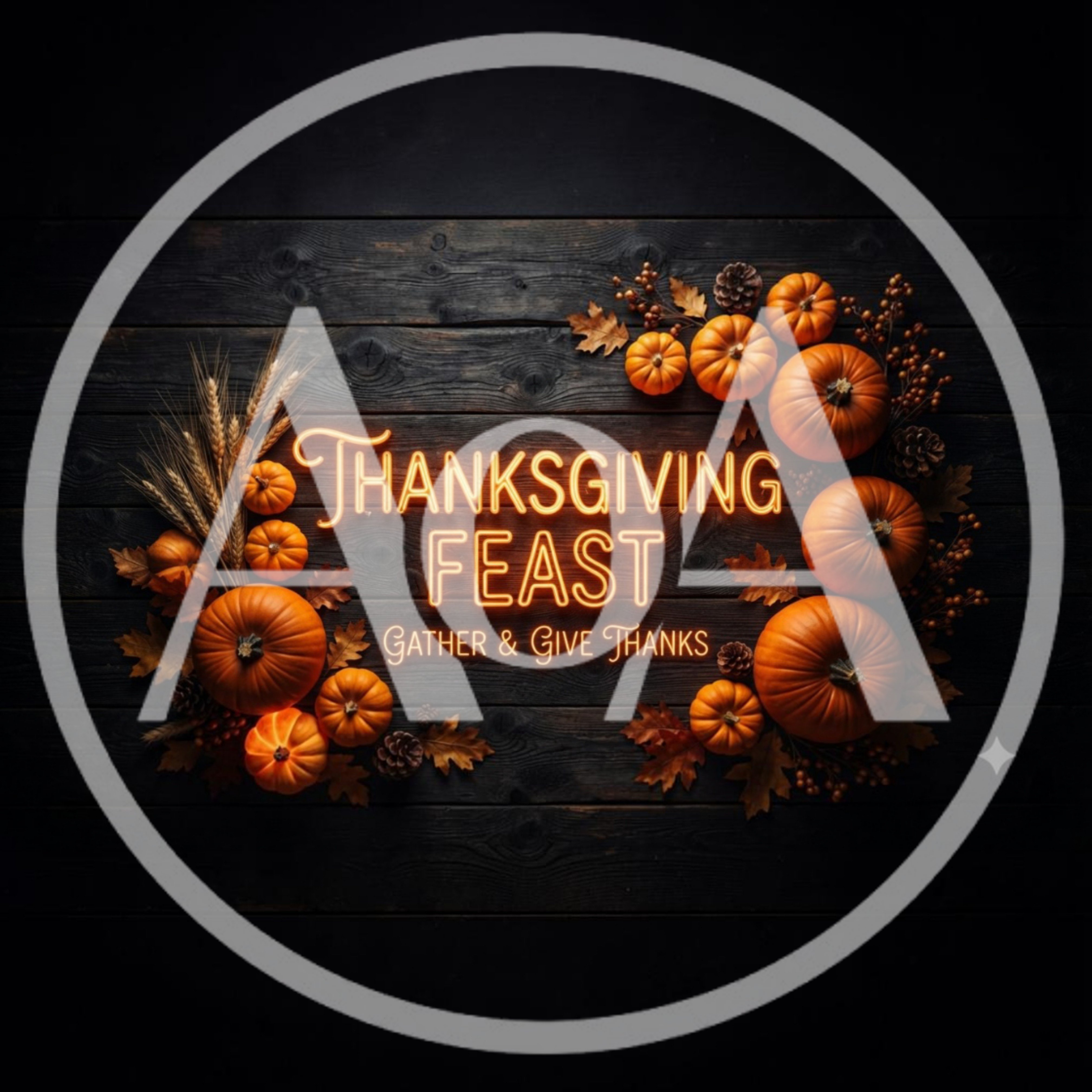Thanksgiving Feast Neon Sign With Pumpkins