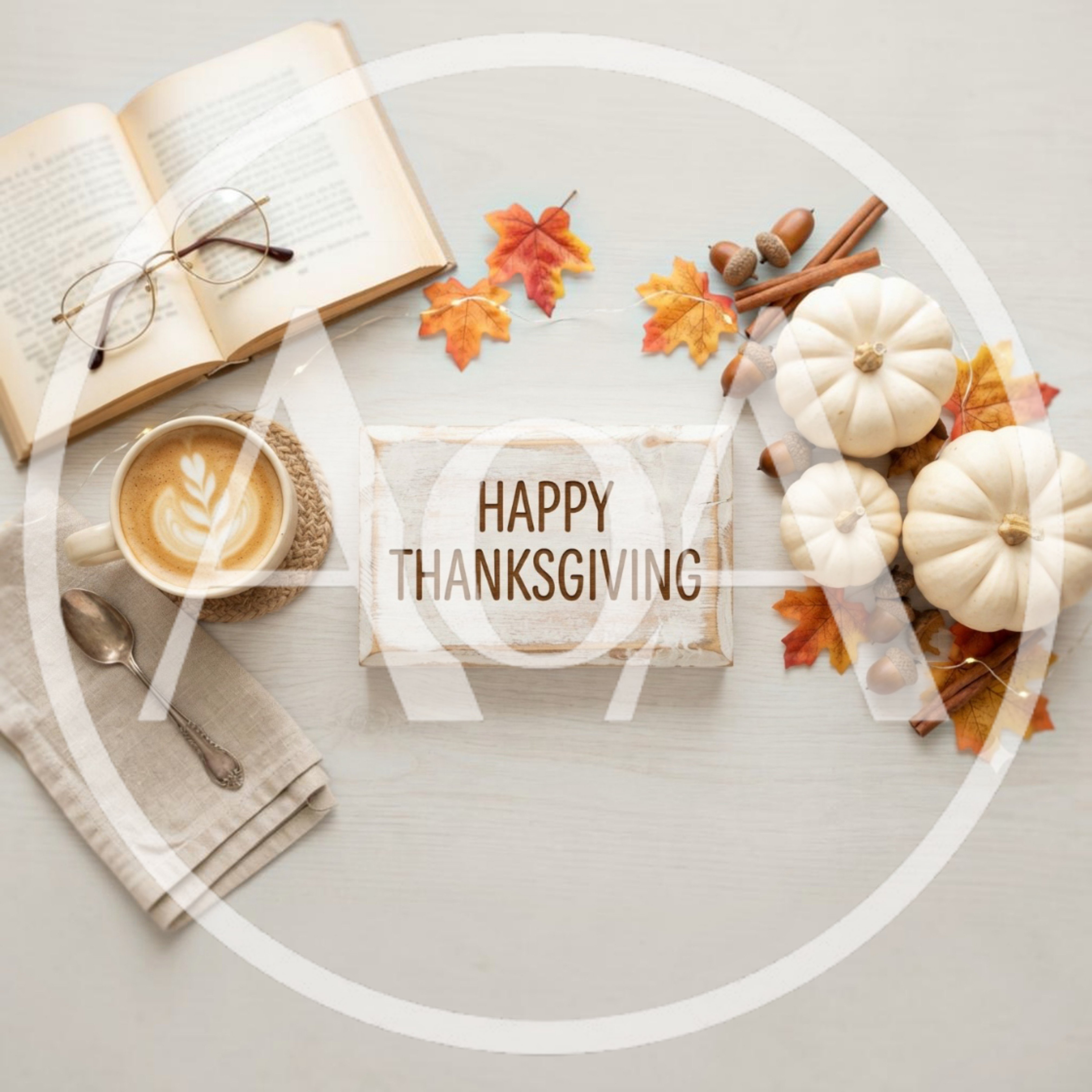 Thanksgiving Flat Lay With Coffee And Pumpkins