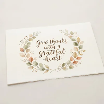 Watercolor Thanksgiving Greeting Card With Floral Wreath
