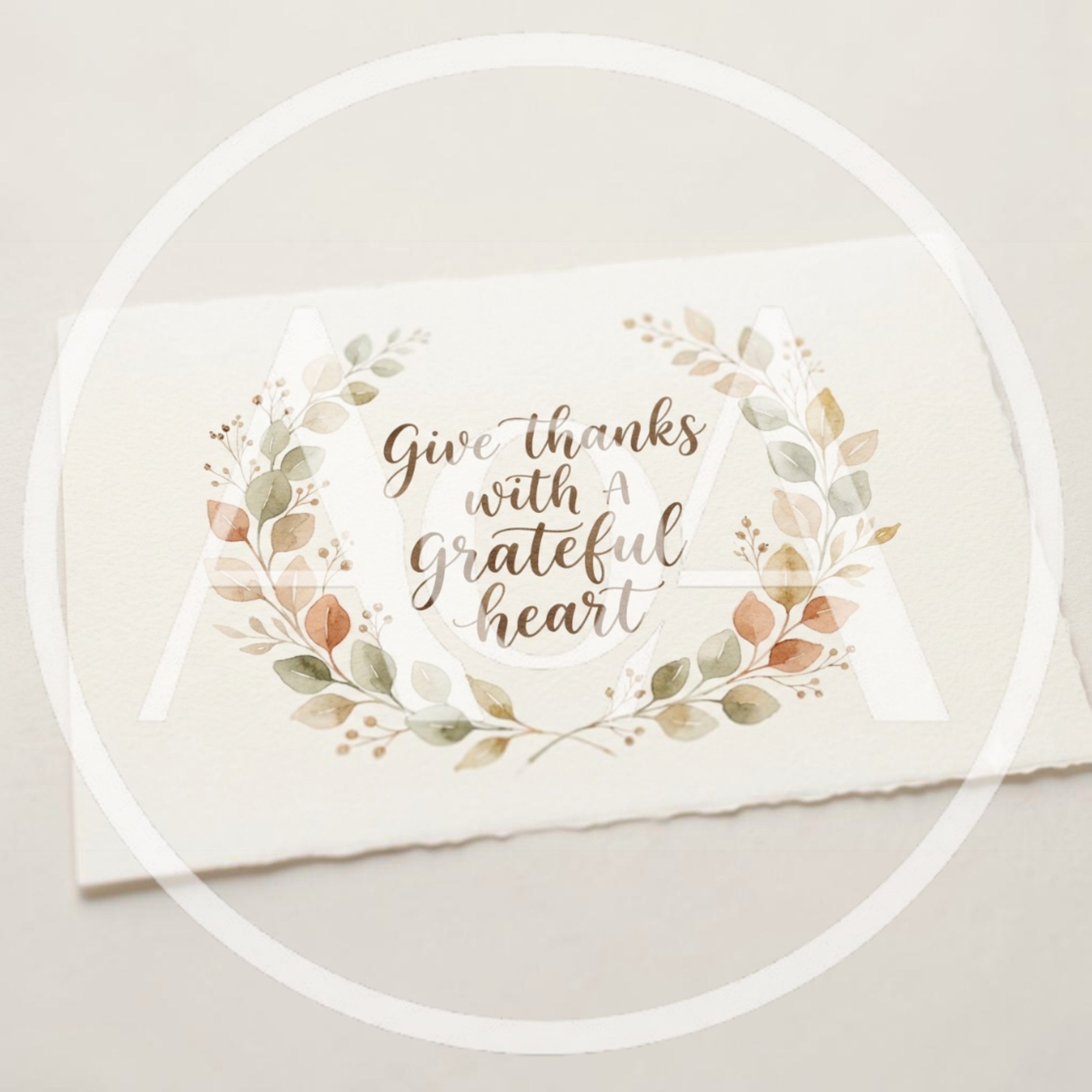 Watercolor Thanksgiving Greeting Card With Floral Wreath