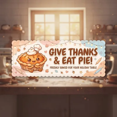 Cute Cartoon Pie Illustration for Thanksgiving Holiday