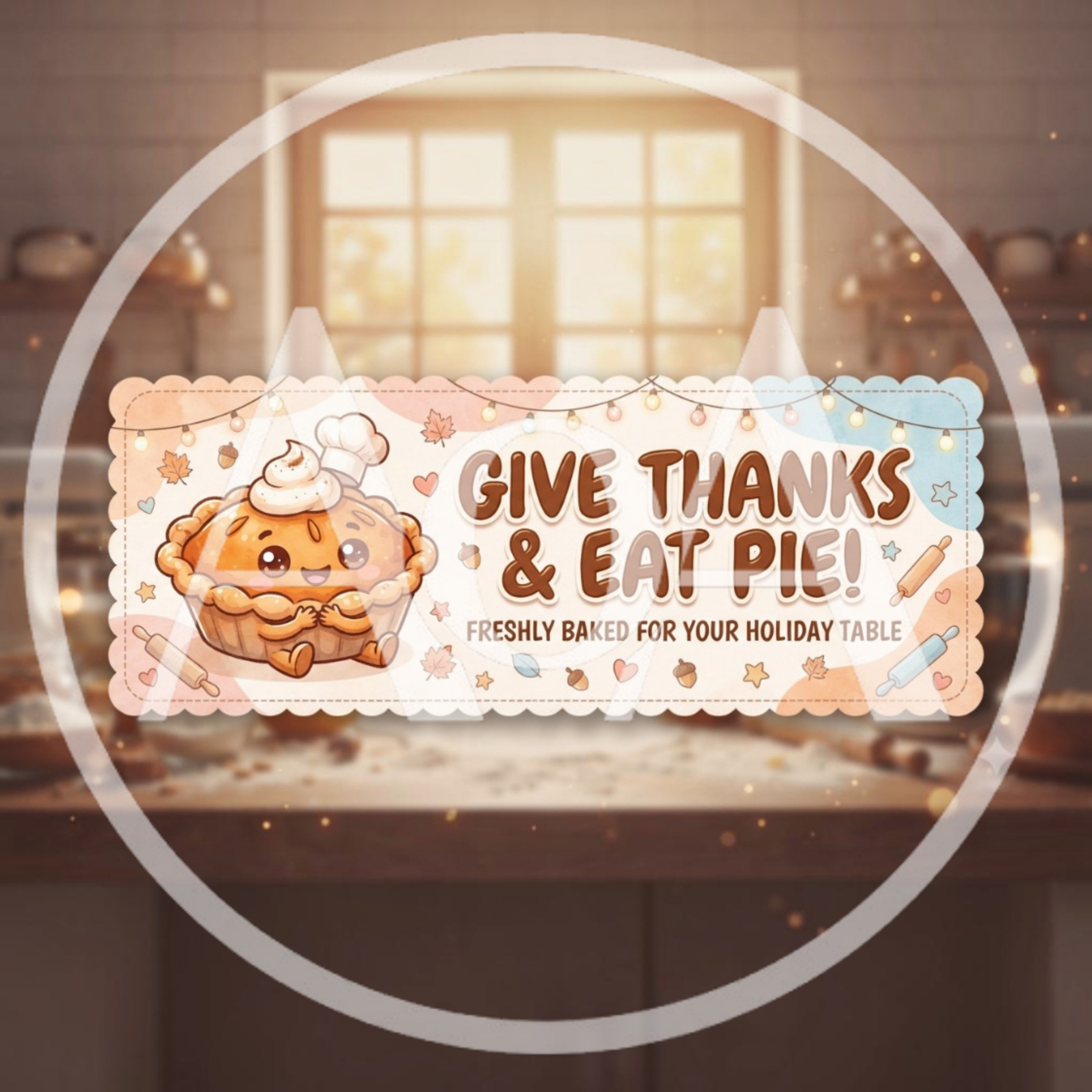 Cute Cartoon Pie Illustration for Thanksgiving Holiday