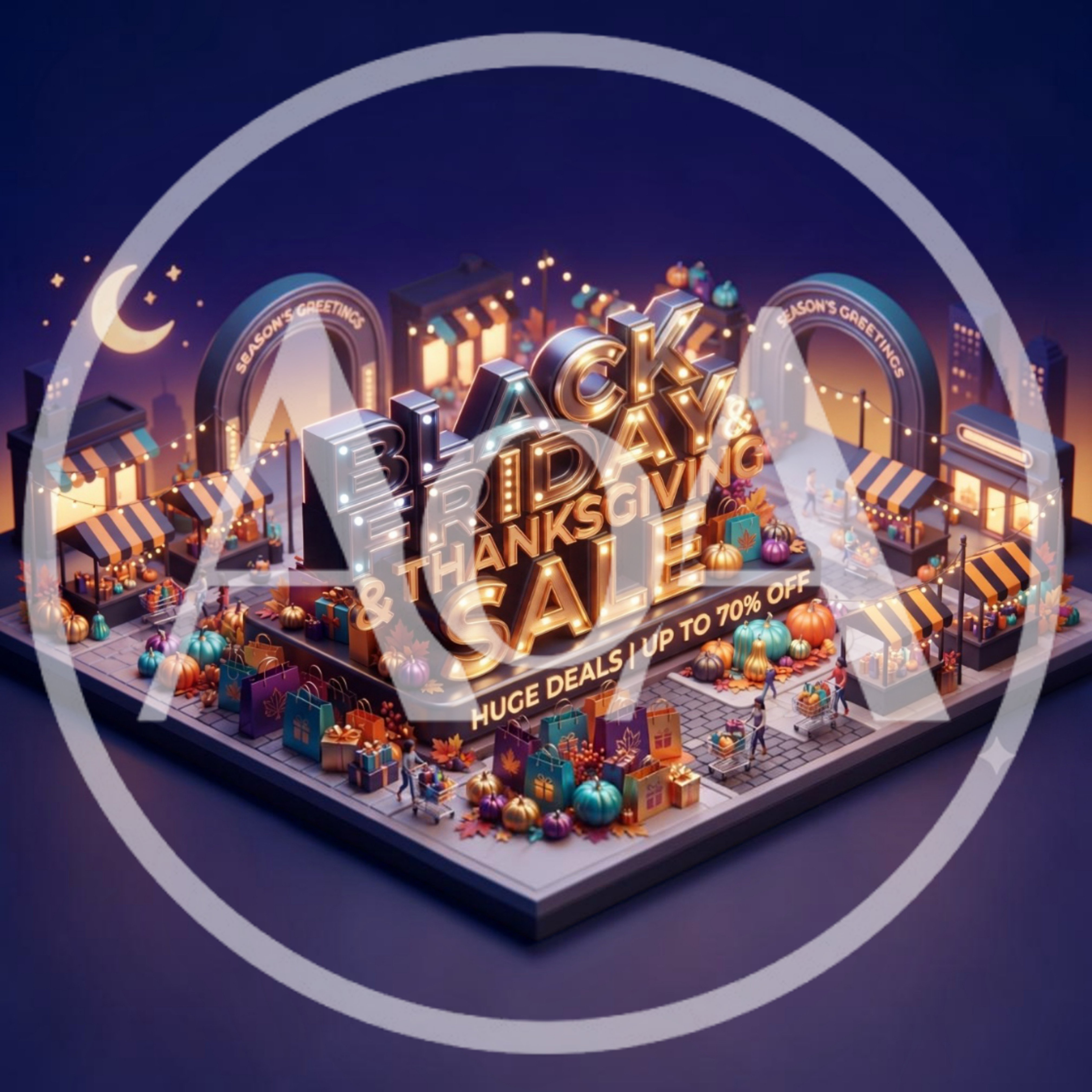 3D Isometric Black Friday And Thanksgiving Sale Illustration