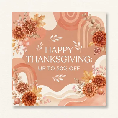 Thanksgiving Sale Social Media Graphic With Floral Elements