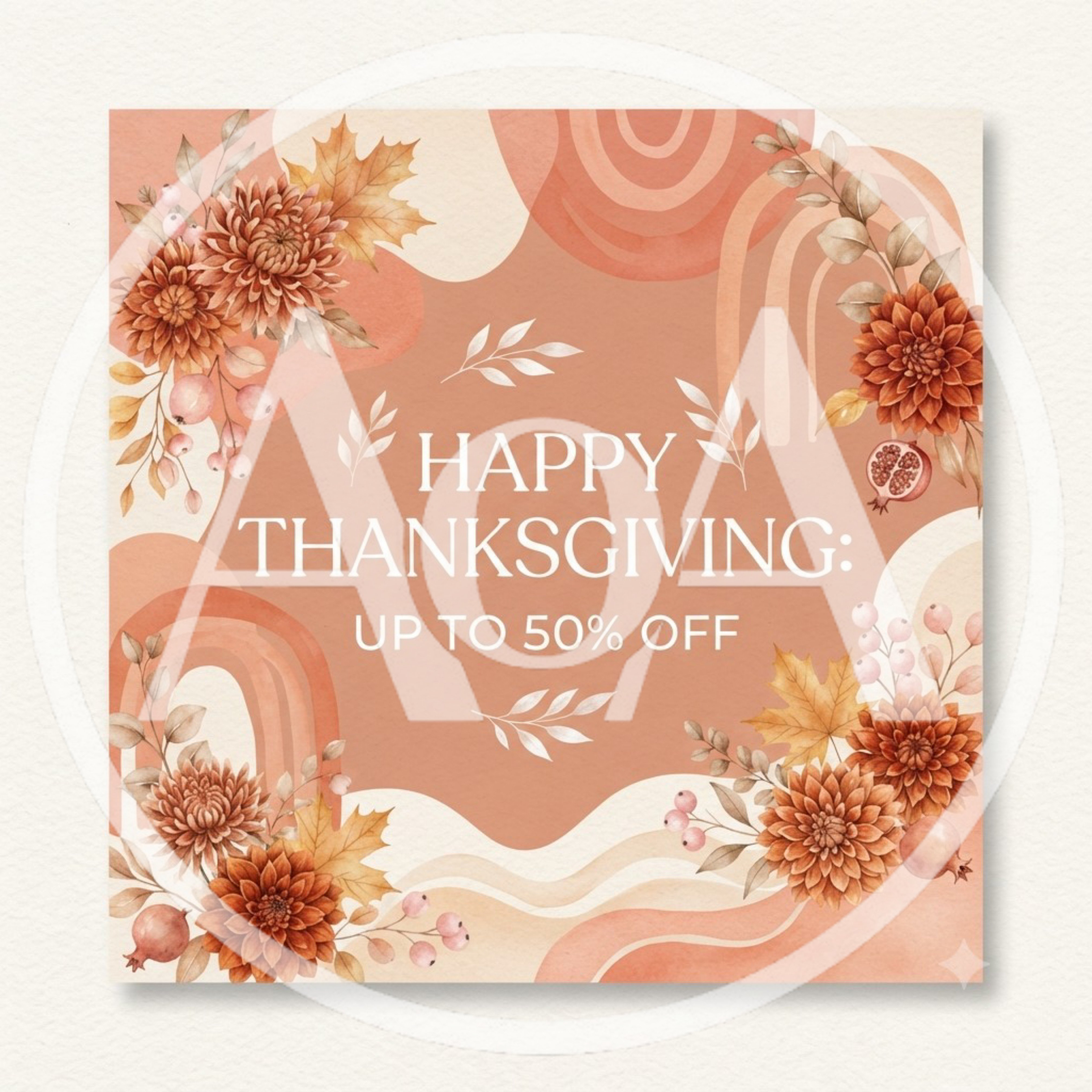 Thanksgiving Sale Social Media Graphic With Floral Elements