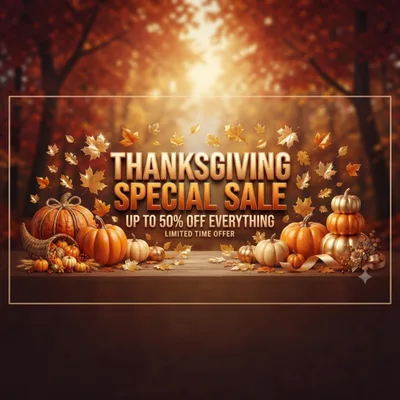 Thanksgiving Special Sale Promotional Banner With Pumpkins
