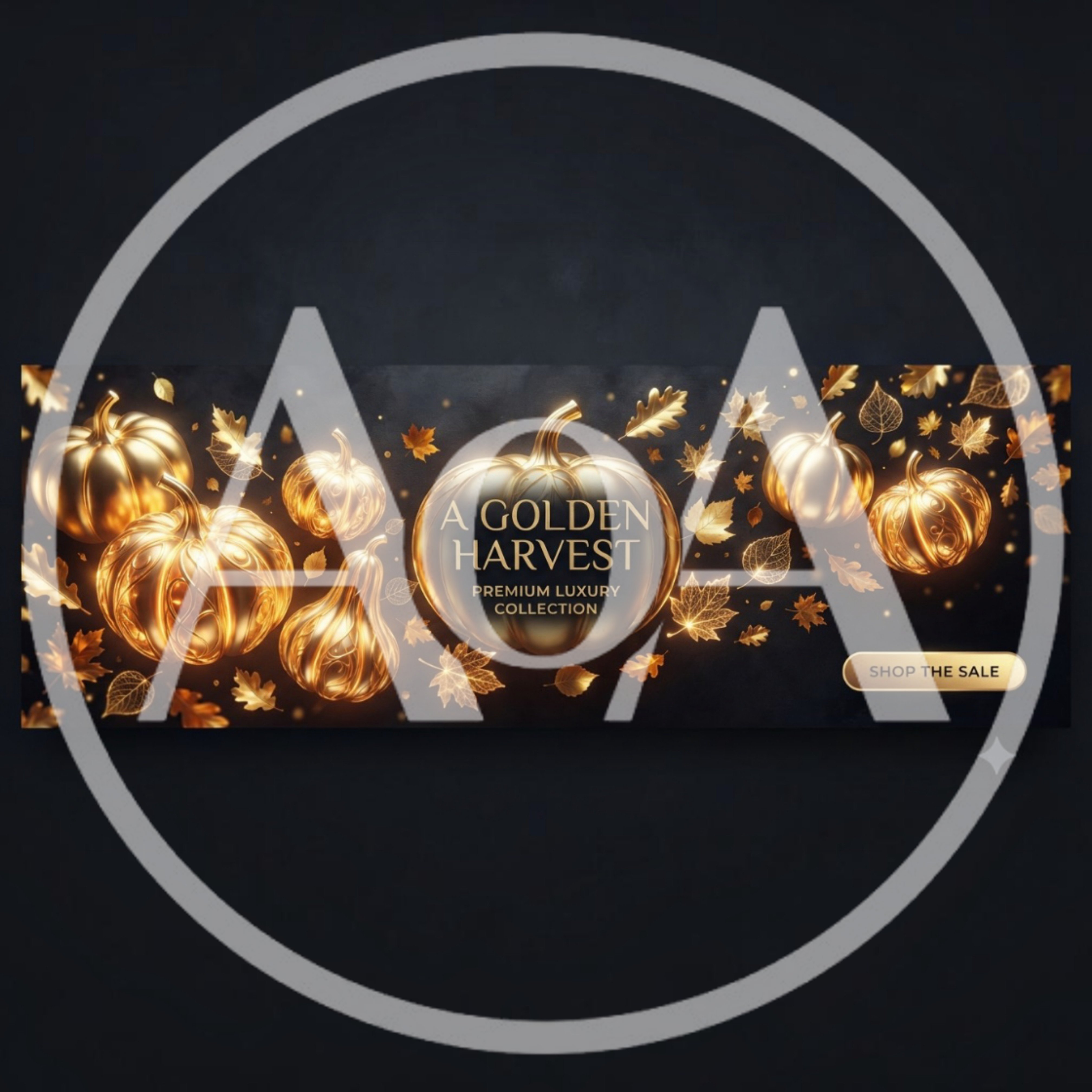 Golden Pumpkins and Autumn Leaves Luxury Banner