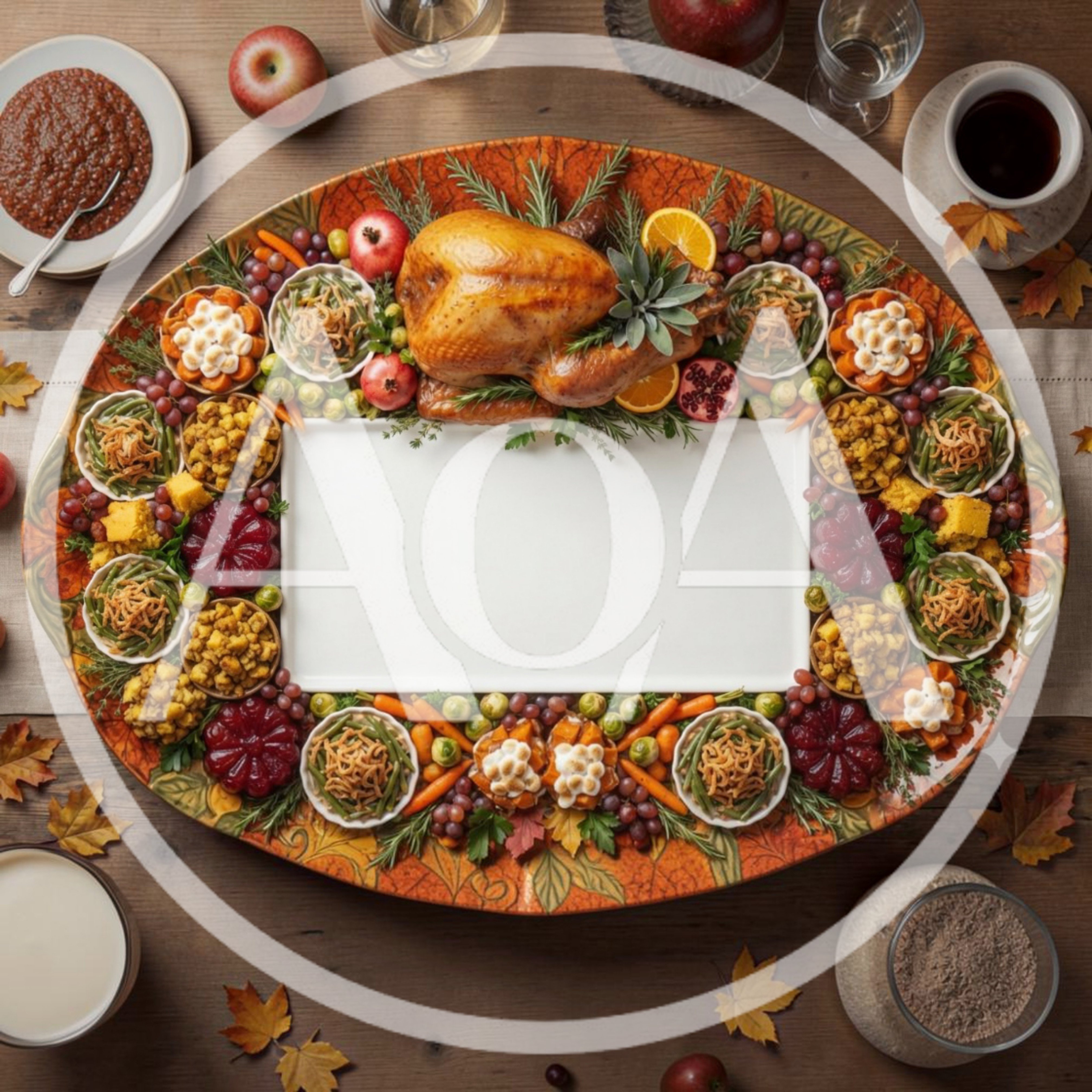 Thanksgiving Feast Platter With Roasted Turkey And Sides