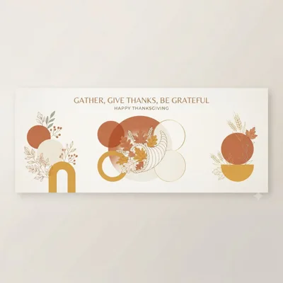 Minimalist Thanksgiving Greeting Card Design With Cornucopia