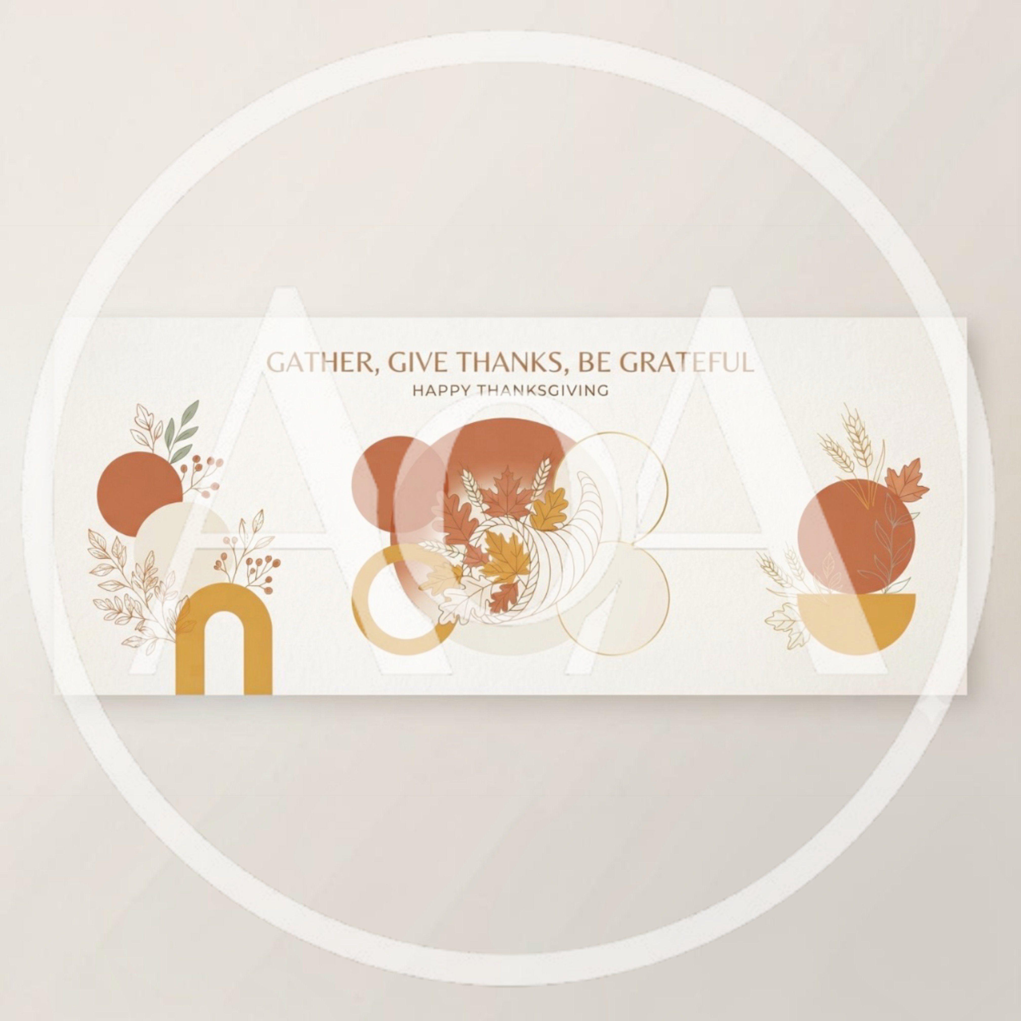 Minimalist Thanksgiving Greeting Card Design With Cornucopia