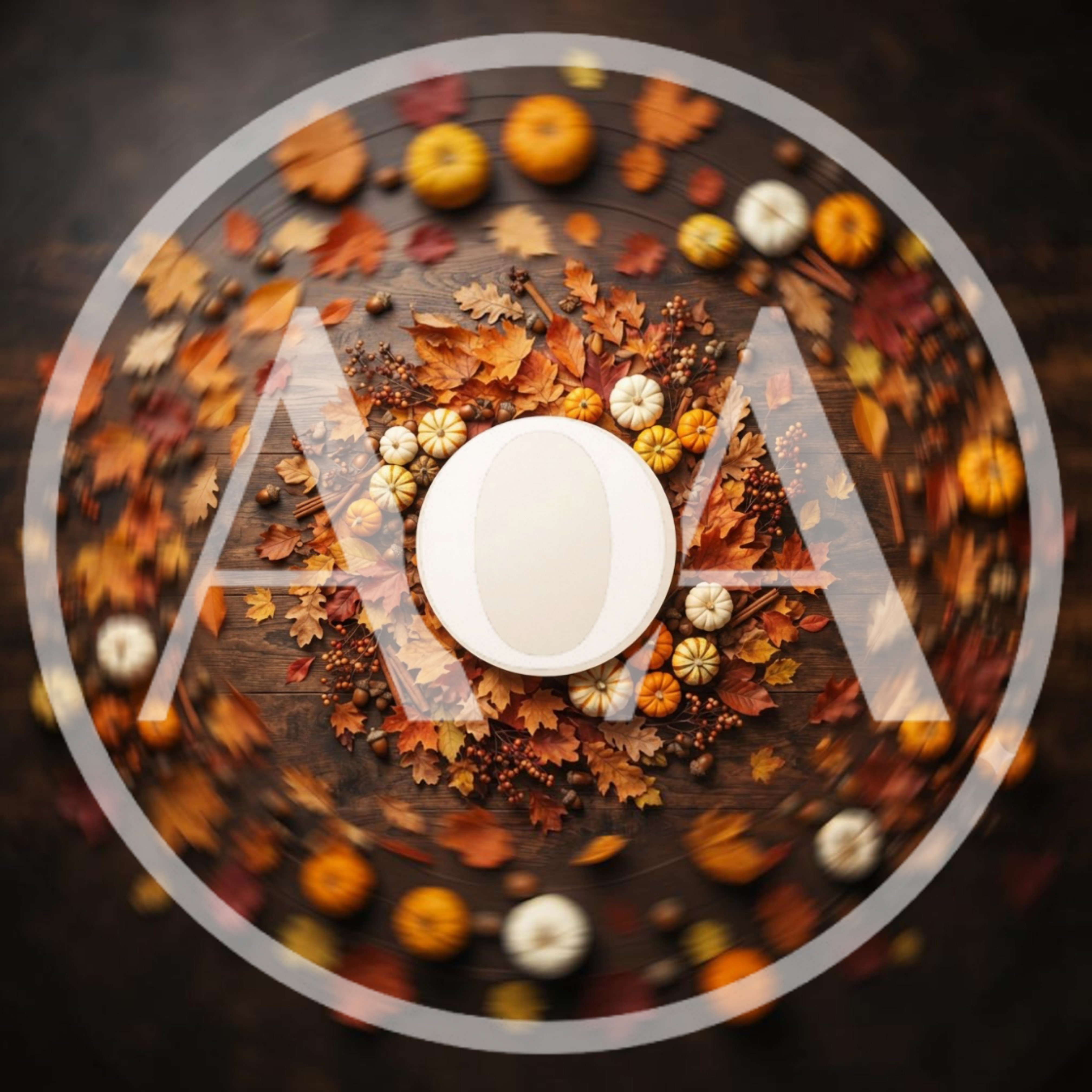Autumn Wreath With Blank Center On Wooden Background