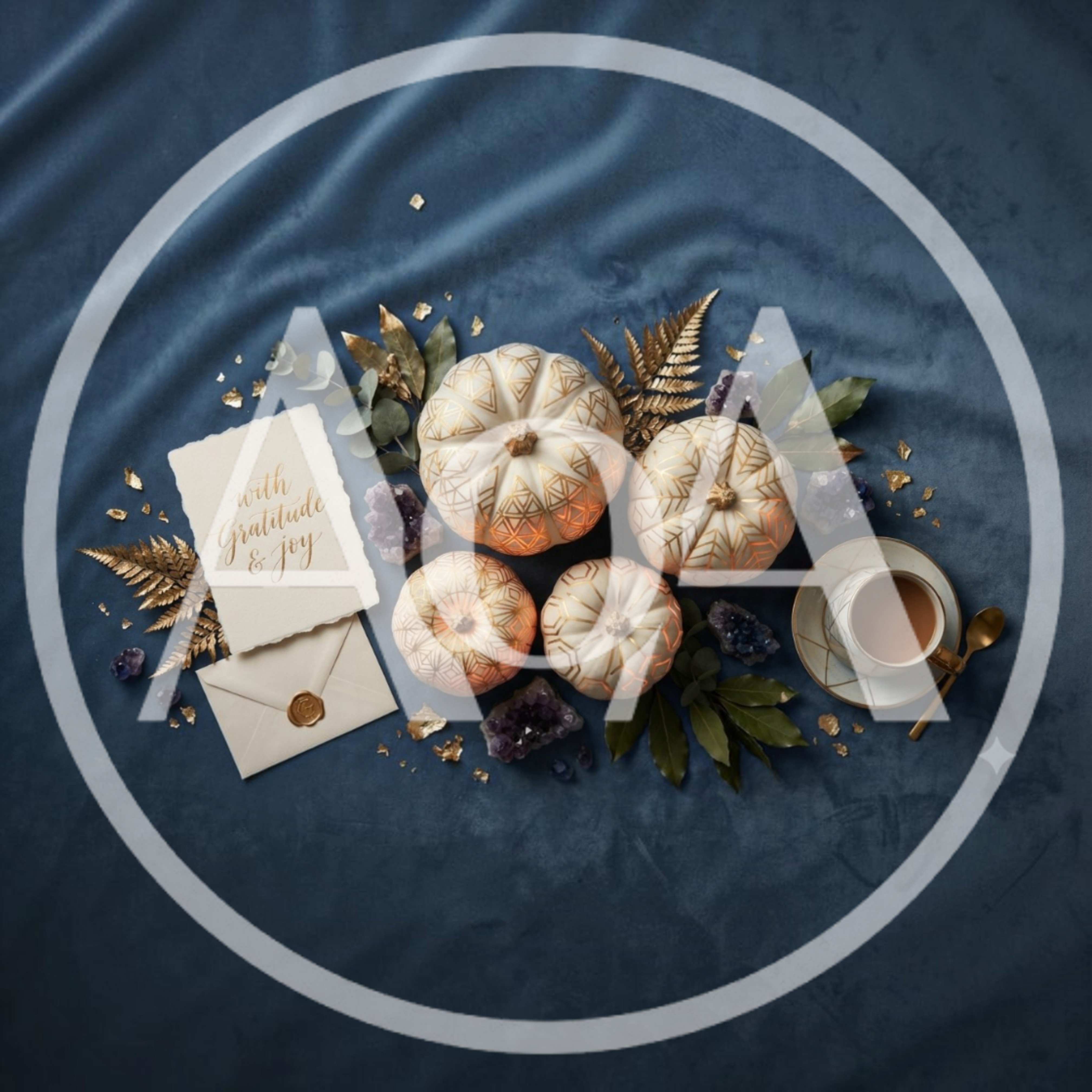 Autumnal Flat Lay With Decorative Pumpkins And Greeting Card