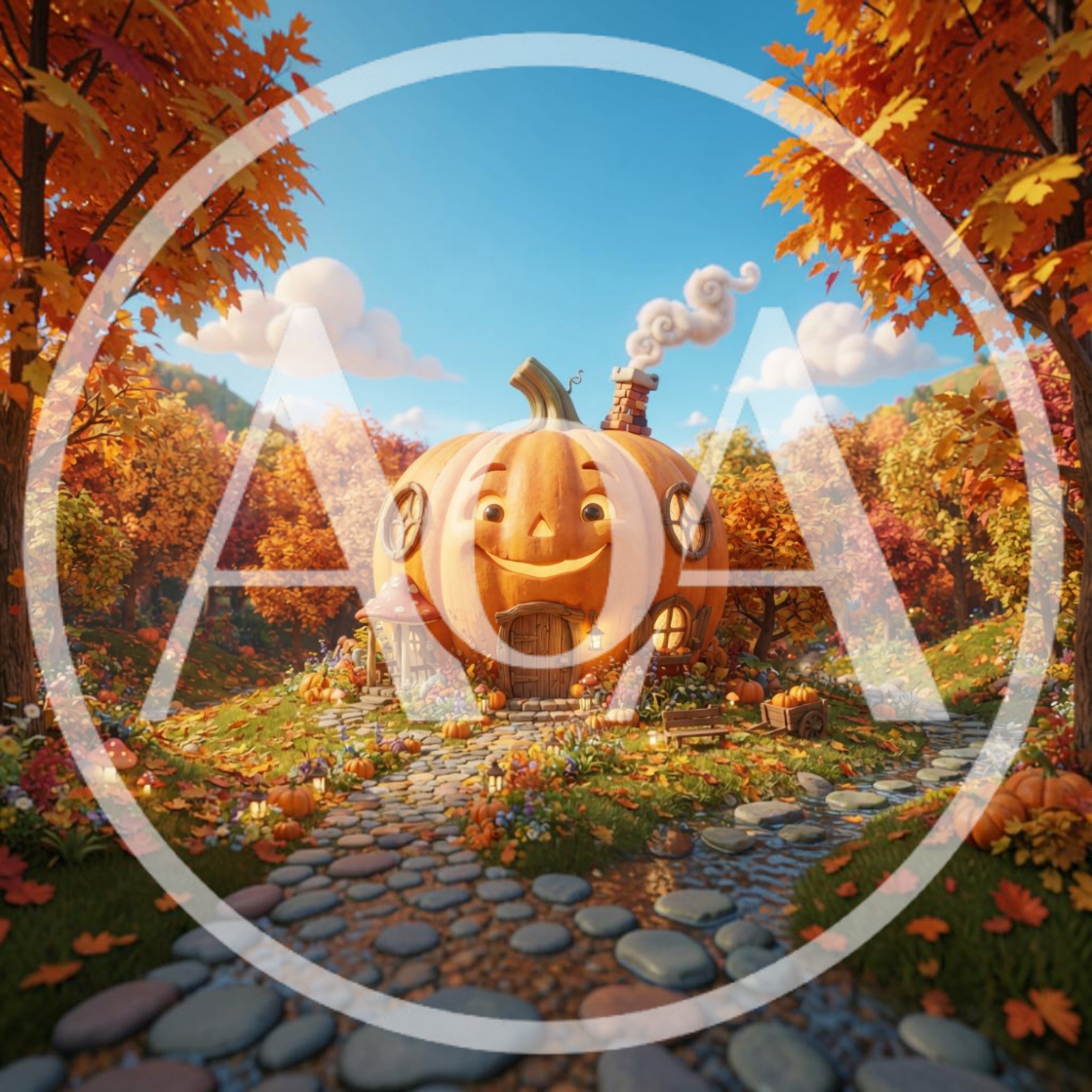 Whimsical Pumpkin House In An Autumn Forest