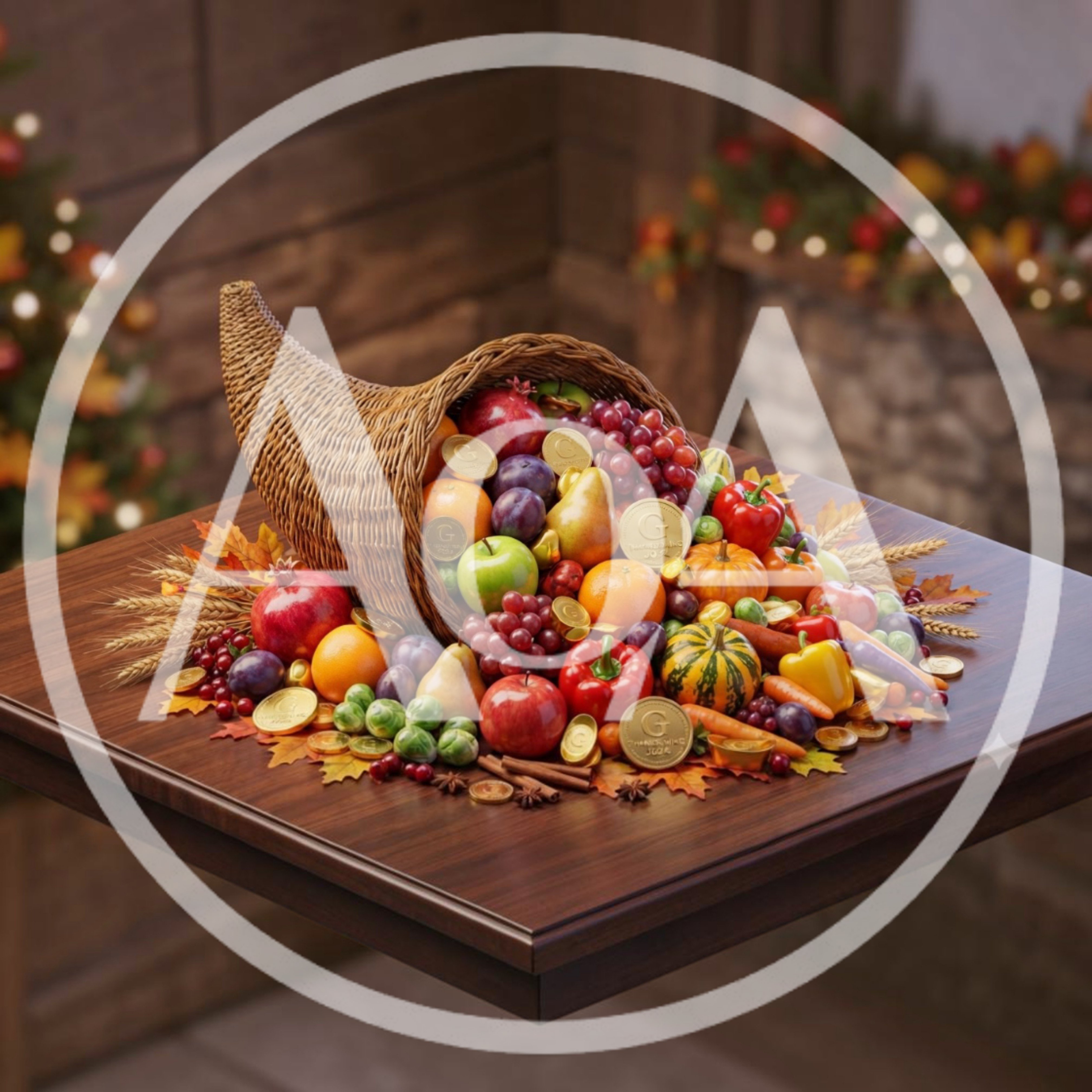 Thanksgiving Cornucopia Centerpiece With Fruits And Vegetables