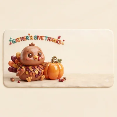 Cute Clay Style Thanksgiving Turkey With Pumpkin