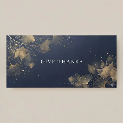 Elegant Give Thanks Greeting Card With Gold Foliage