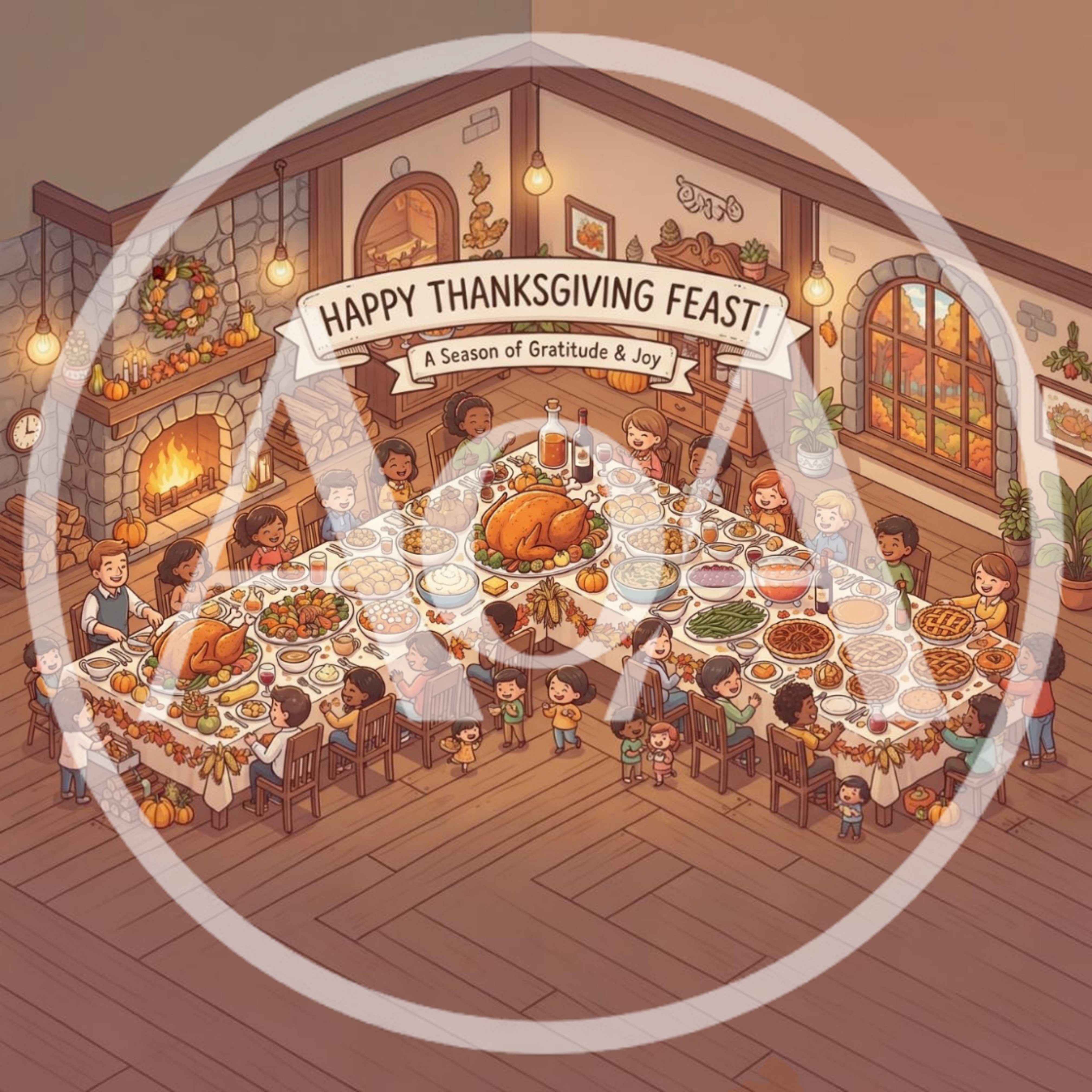 Diverse Group Celebrating Thanksgiving Feast Together