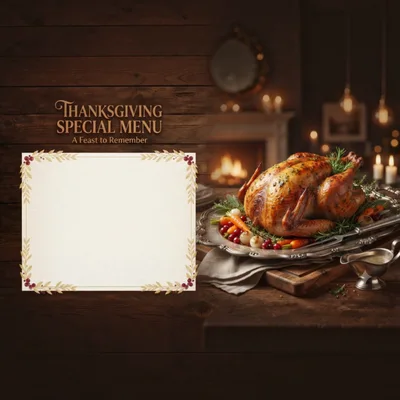 Thanksgiving Special Menu Template With Roasted Turkey