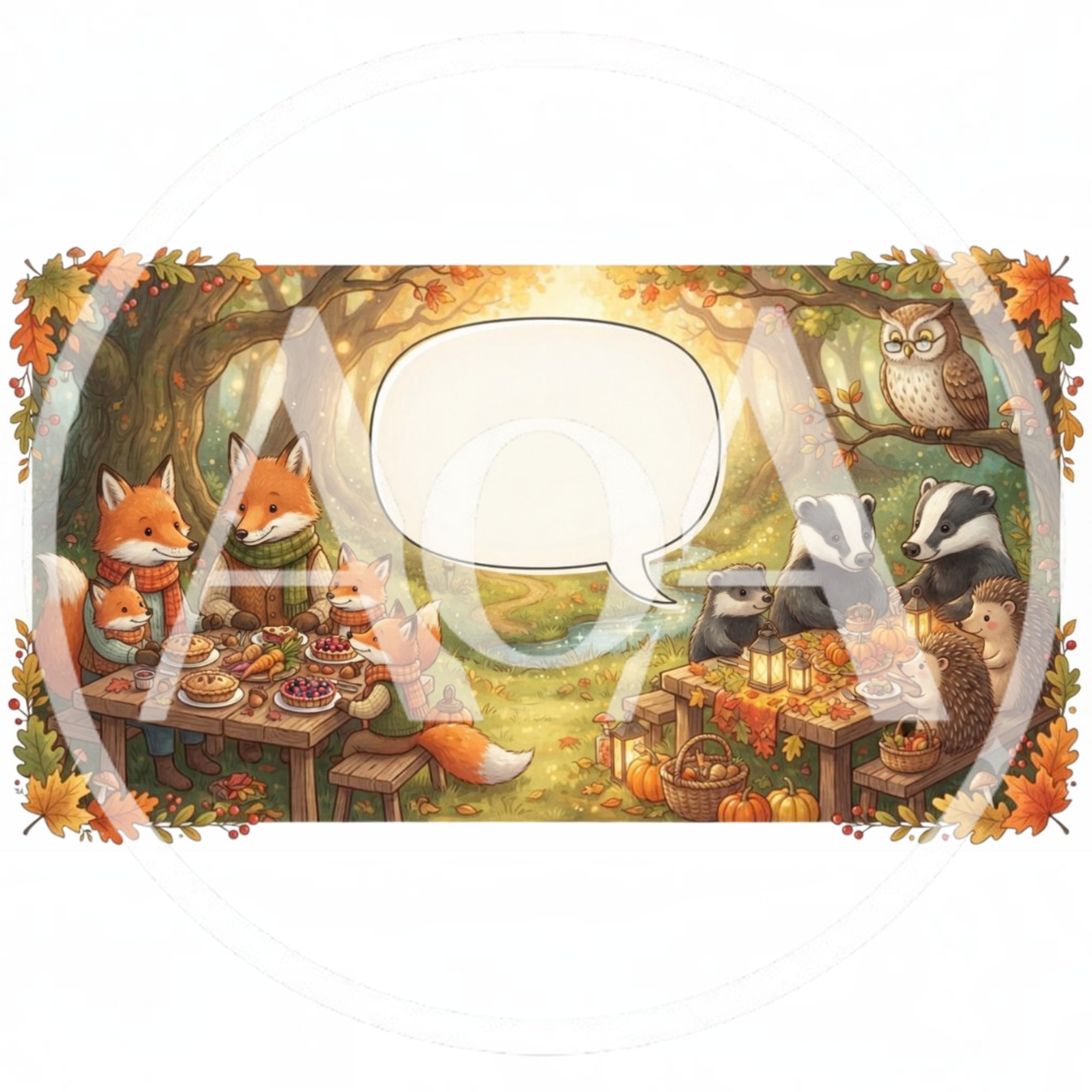 Forest Animals Having An Autumn Picnic
