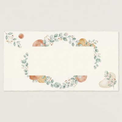 Watercolor Eucalyptus Wreath Frame With Abstract Shapes