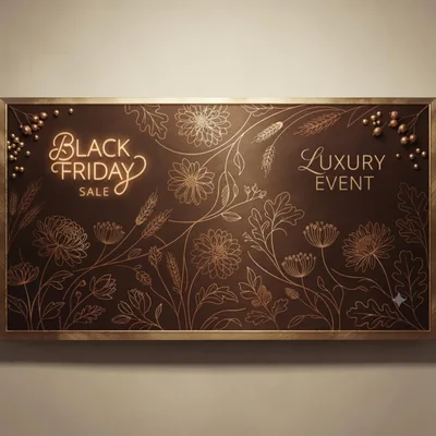 Luxury Black Friday Sale Floral Design Banner
