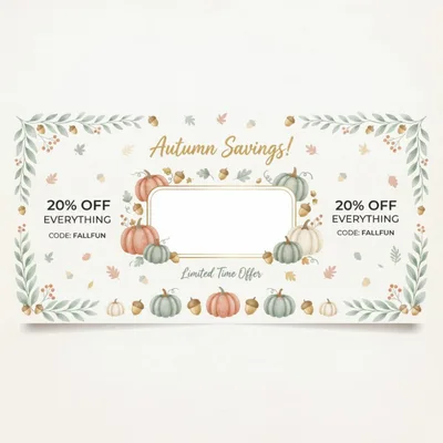 Autumn Savings Discount Coupon Template With Pumpkins