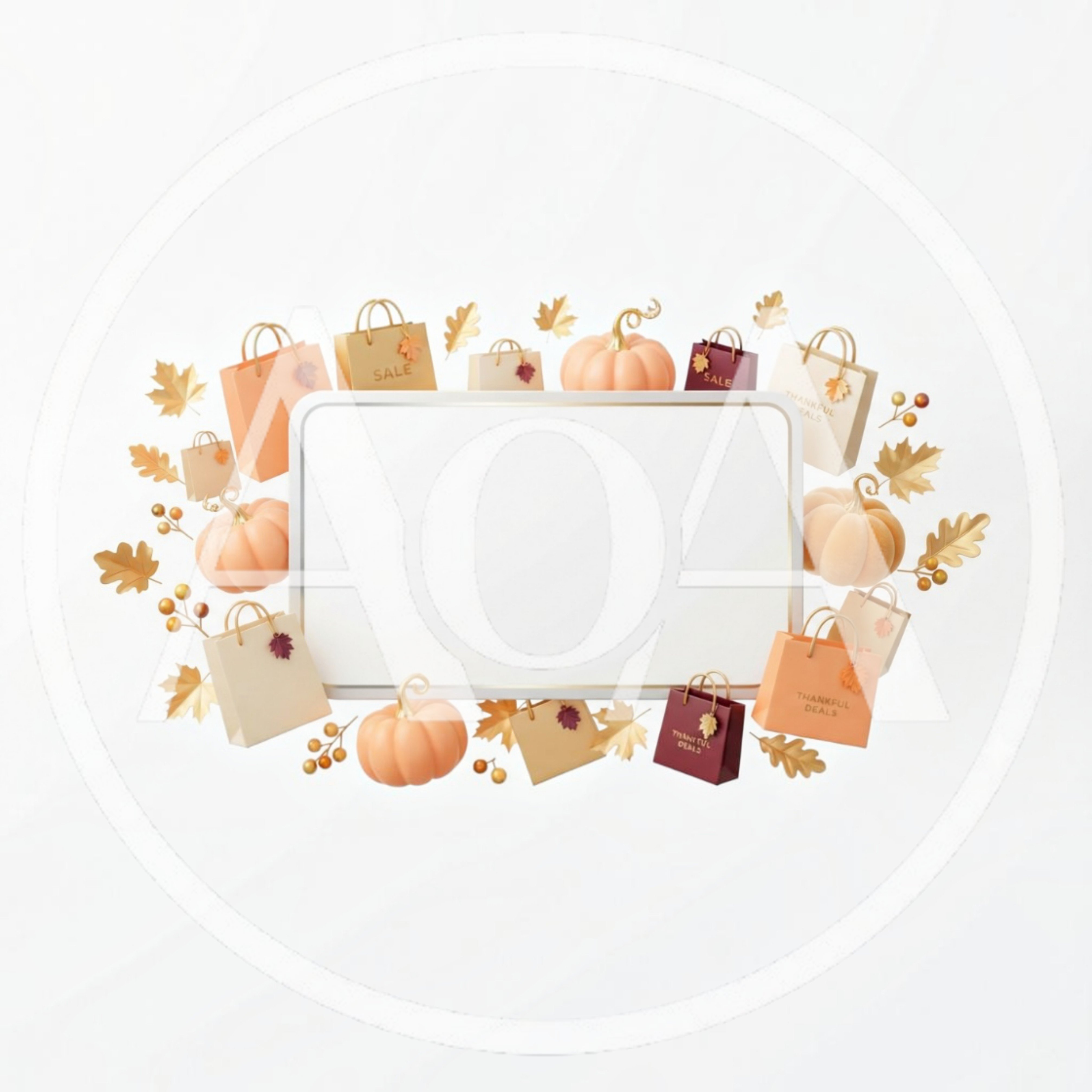 3D Autumn Shopping Sale Frame With Pumpkins And Bags