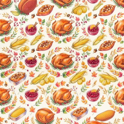 Thanksgiving Holiday Food Pattern Background