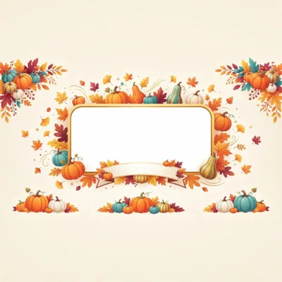 Autumn Harvest Pumpkin Frame With Fall Foliage