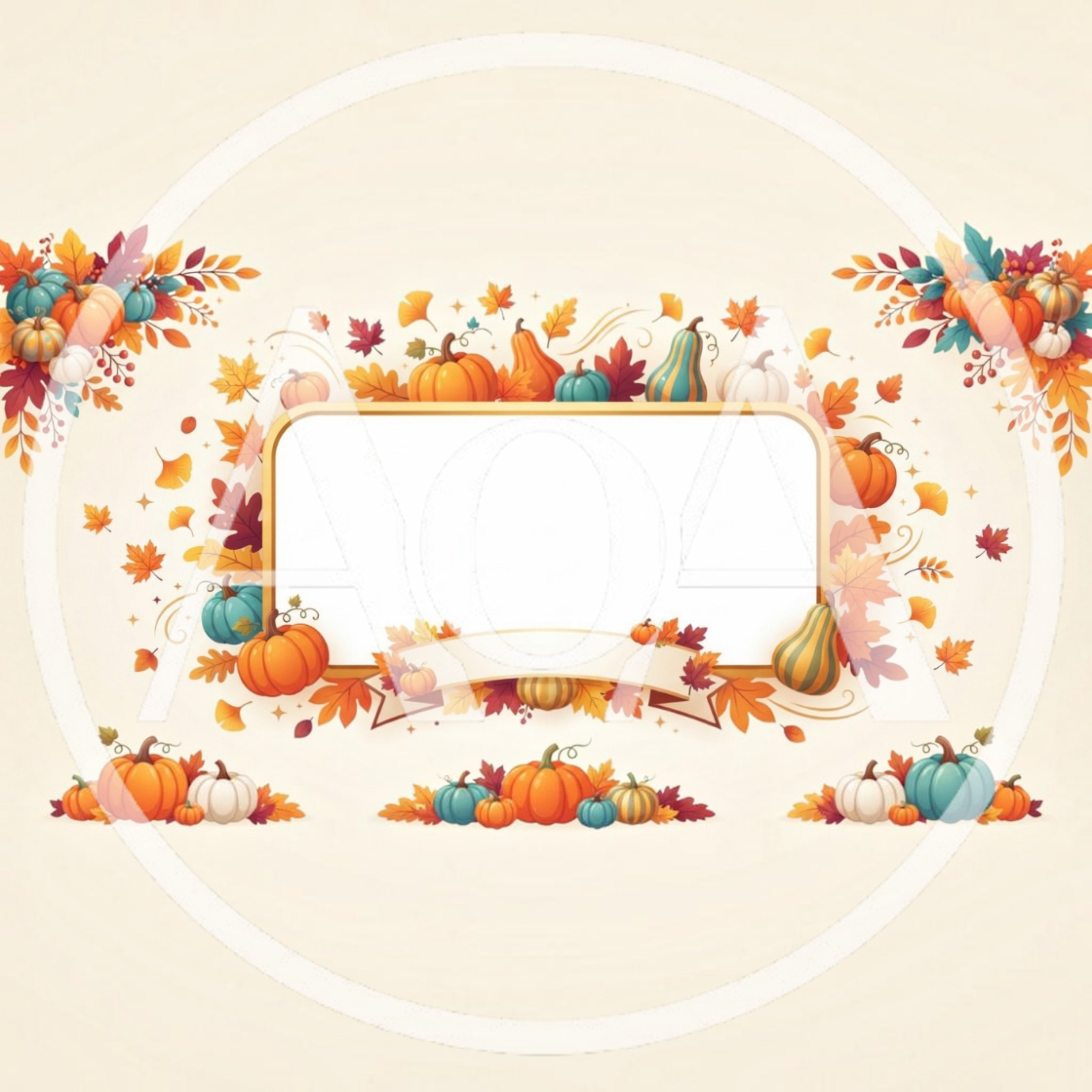 Autumn Harvest Pumpkin Frame With Fall Foliage