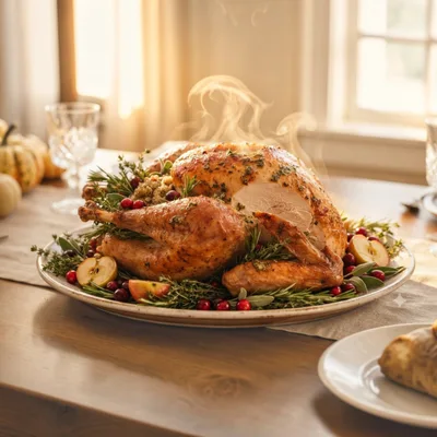 Roasted Thanksgiving Turkey With Herbs And Cranberries