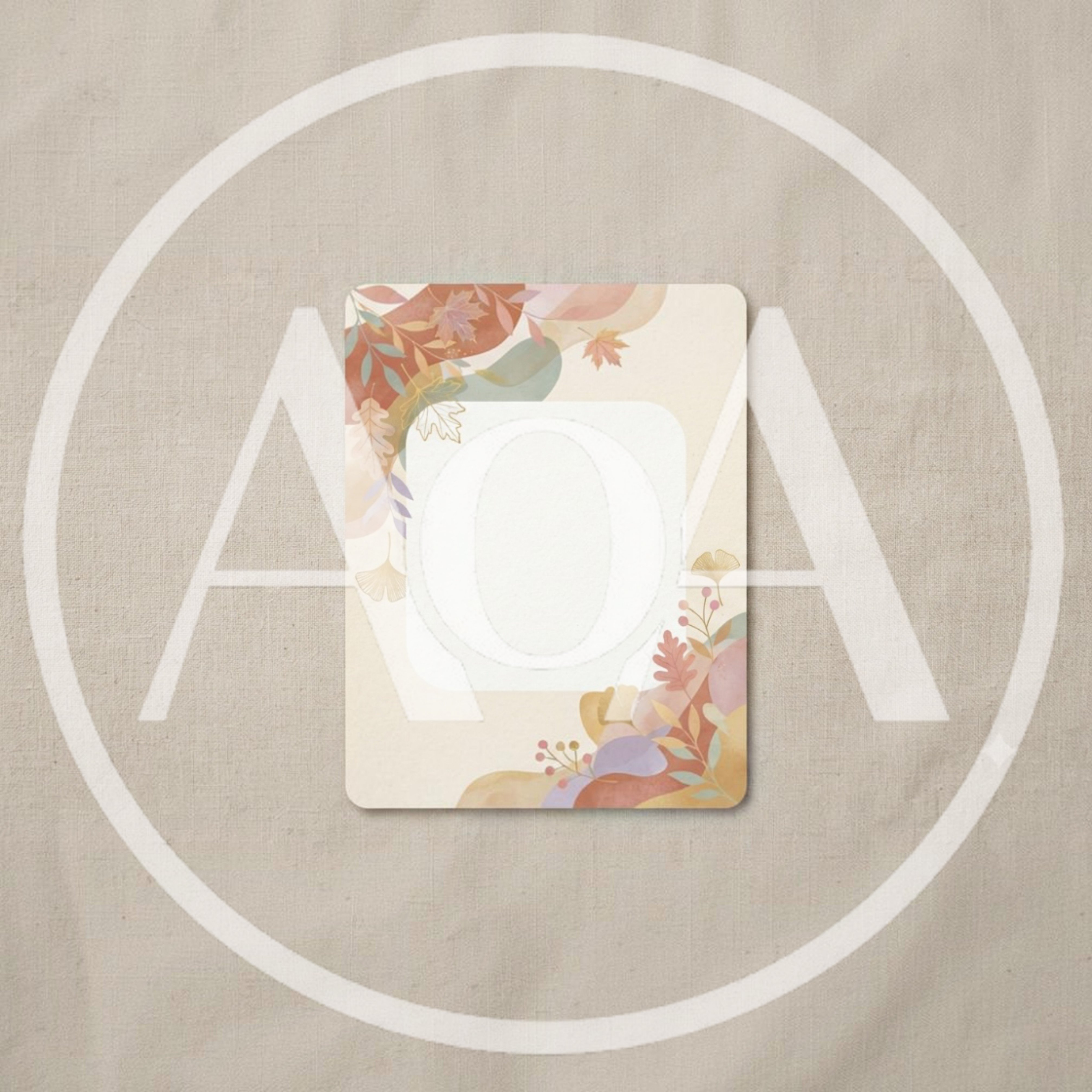Autumn Themed Blank Card With Watercolor Botanical Illustrations