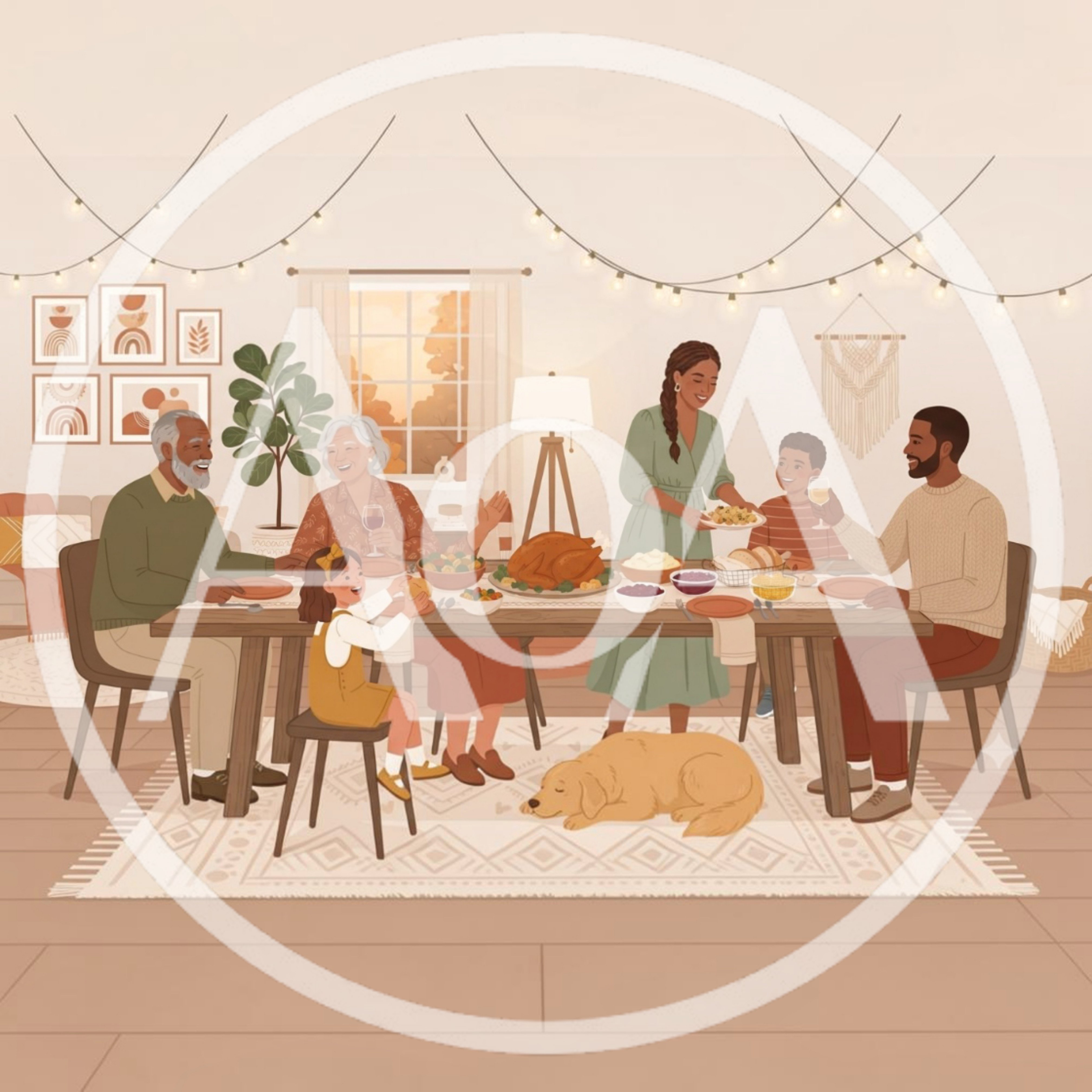 Multigenerational Family Celebrating Thanksgiving Dinner Together