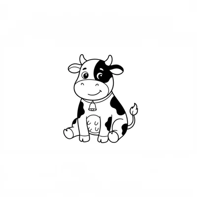 Cute Cartoon Cow Sitting Illustration